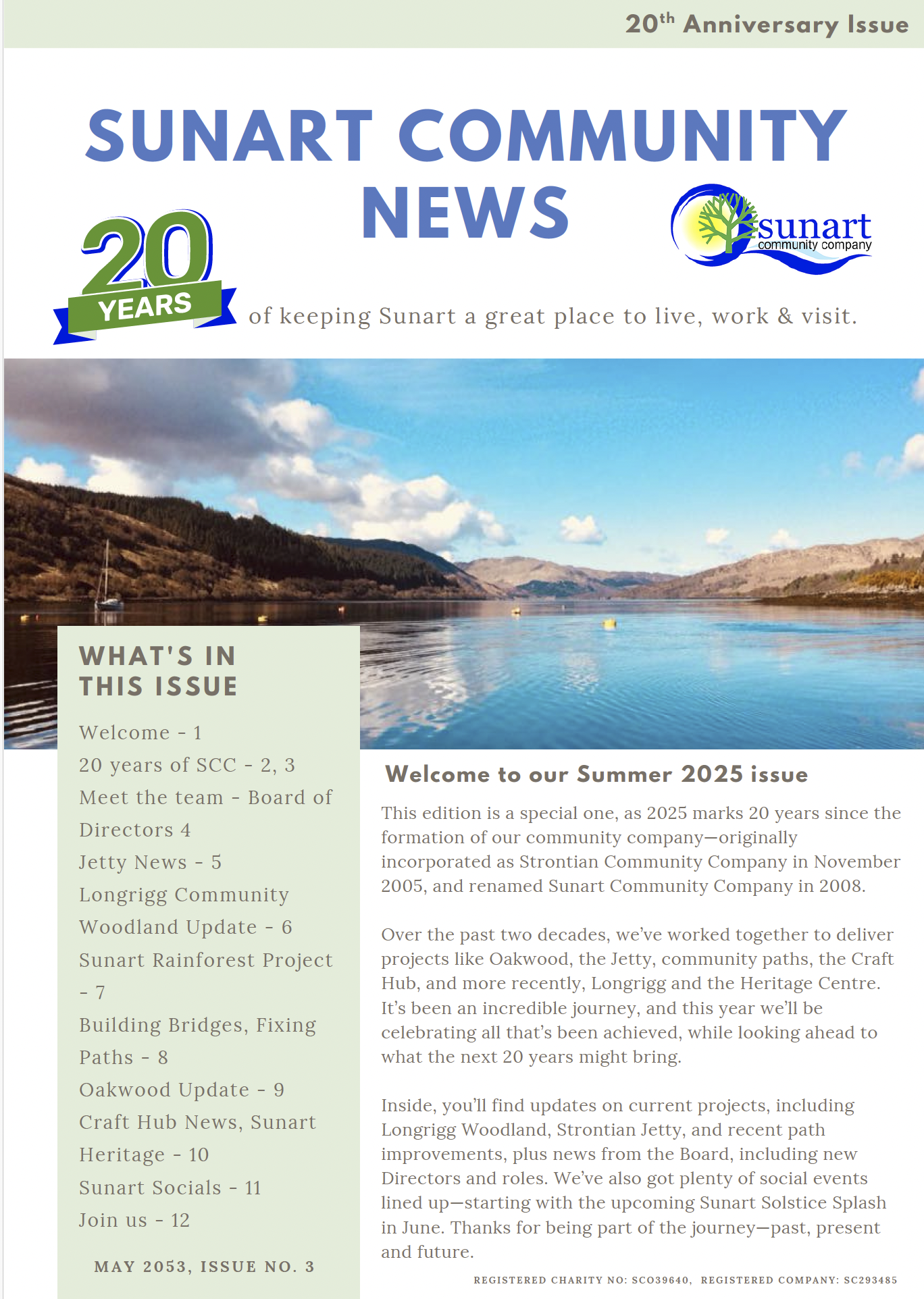 Sunart Community Company – 20th Anniversary Summer Newsletter