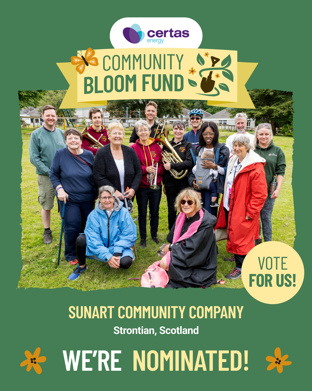We are one of just FOUR finalists in the Certas Energy Community Bloom Fund 2026 – please vote for us!